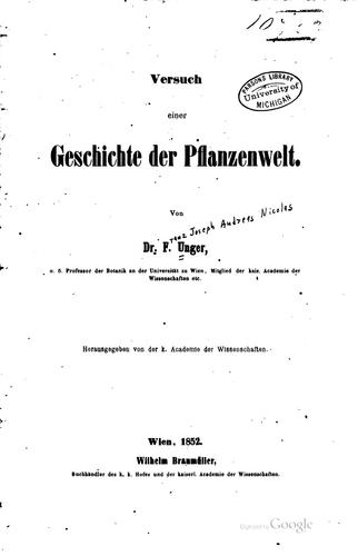 Versuch einer geschichte der pflanzenwelt