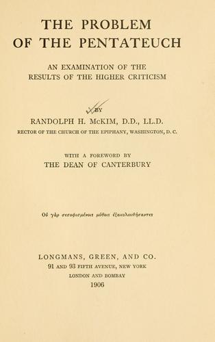 The problem of the Pentateuch