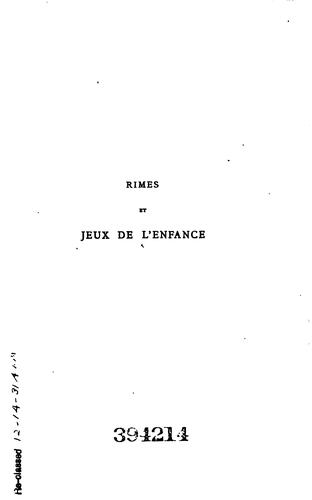 Rimes et jeux de le̕nfance