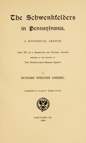 The Schwenkfelders in Pennsylvania