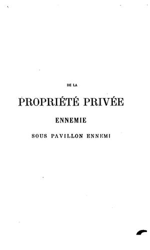 De la propriété privée ennemie sous pavillon ennemi