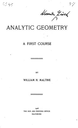 Analytic geometry, a first course
