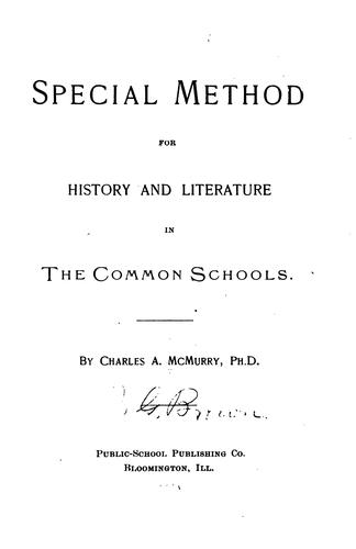 Special method for history an literature in the common schools