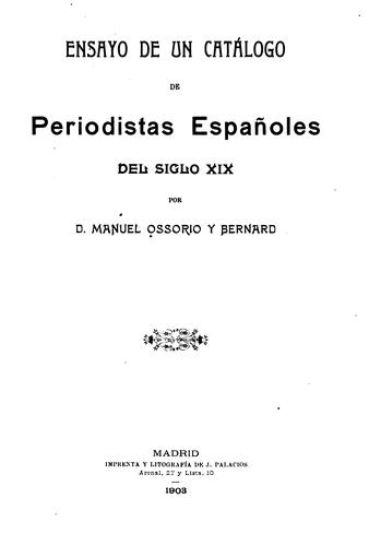 Ensayo de un catálogo de periodistas españoles del siglo XIX
