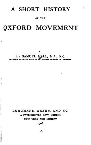 A short history of the Oxford movement