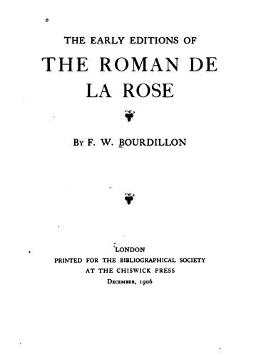 The early editions of The Roman de la Rose