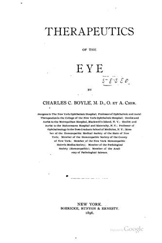 Therapeutics of the eye