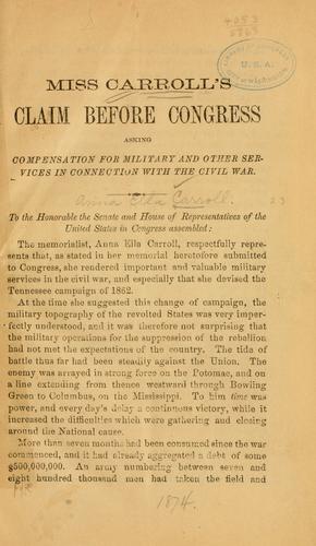 Miss Carroll's claim before Congress