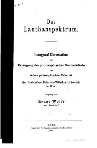 Das lanthanspecktrum ..