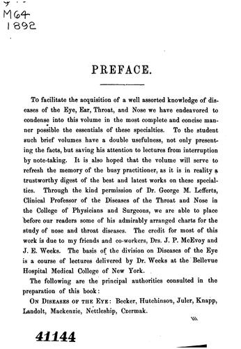Diseases of the eye, ear, throat, and nose