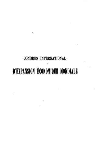 Congrès international d'expansion économique mondiale tenu à Mons du 24 au 28 septembre 1905