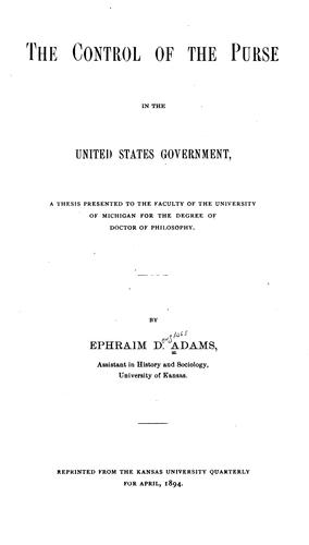 The control of the purse in the United States government .