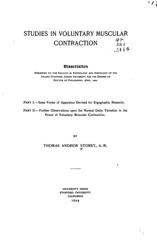Studies in voluntary muscular contraction ..