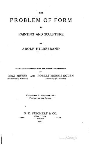 The problem of form in painting and sculpture