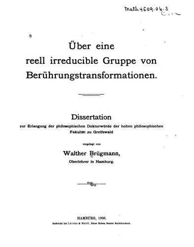 Über eine reell irreducible gruppe von berührungs-transformationen ..