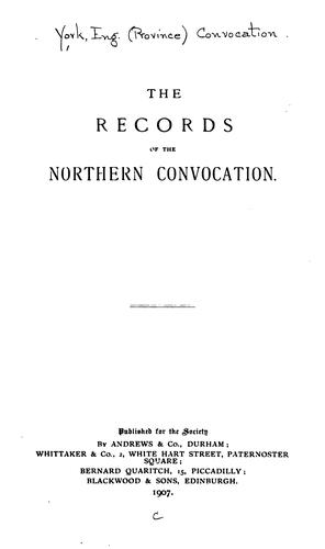 The records of the Northern convocation