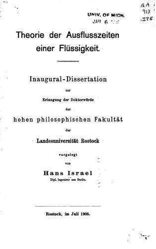 Theorie der auflusszeiten einer flüssigkeit..