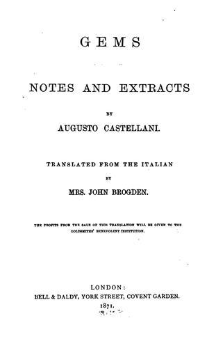 Gems; notes and extracts