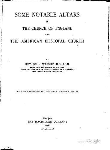 Some notable altars in the Church of England and the American Episcopal Church