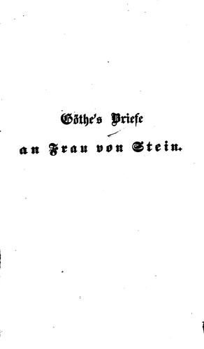 Goethes Brief an Frau von Stein