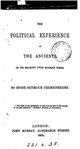 The political experience of the ancients