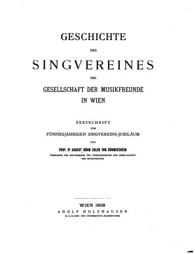 Geschichte des Singvereines der Gesellschaft der musikfreunde in Wien