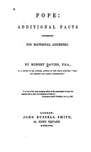 Pope: additional facts concerning his maternal ancestry
