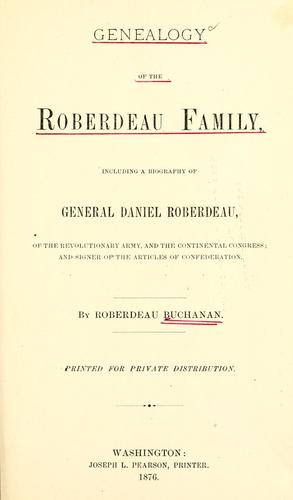 Genealogy of the Roberdeau family
