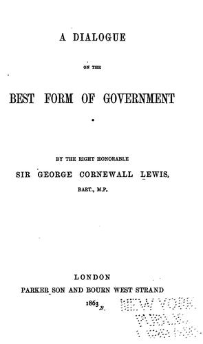 A dialogue on the best form of government
