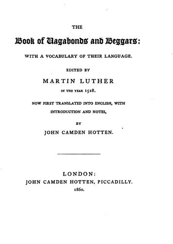 The book of vagabonds and beggars: with a vocabulary of their language