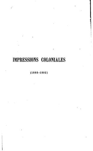 Impressions coloniales, 1868-1892