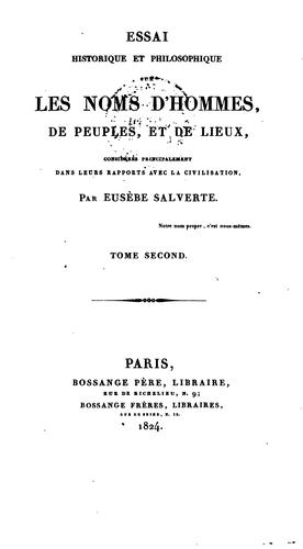 Essai historique et philosophique sur les noms d'hommes, de peuples, et de lieux