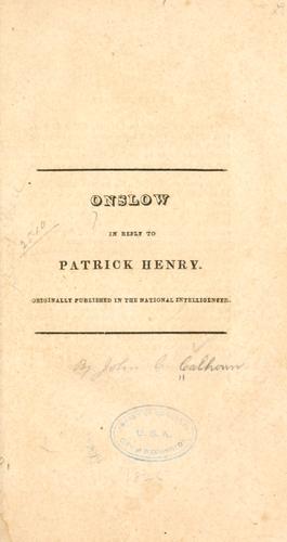 Onslow in reply to Patrick Henry