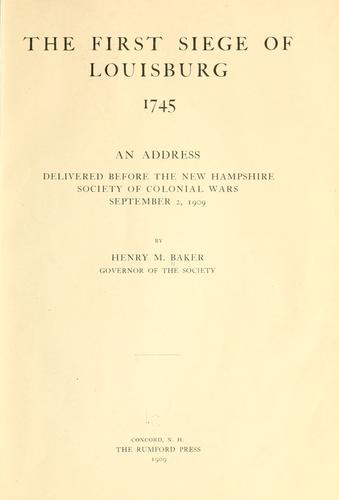 The first siege of Louisburg, 1745