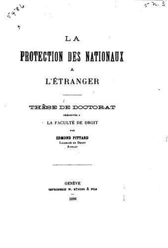 La protection des nationaux à l'étranger ..