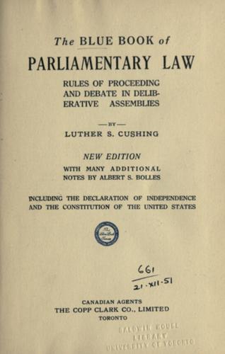 The blue book of parliamentary law