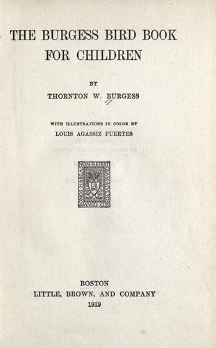 The Burgess bird book for children