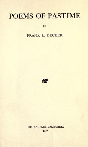Poems of Pastime
