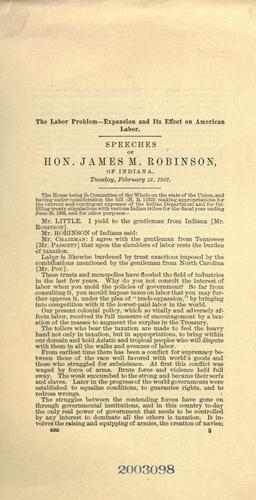 The labor problem--expansion and its effect on American labor: to repeal war revenue taxation
