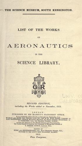 List of the works on aeronautics in the Science library