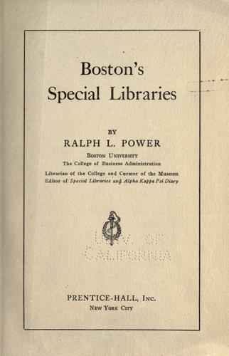 Boston's special libraries