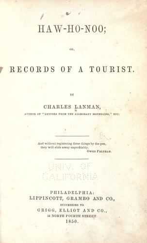 Haw-ho-noo, or, Records of a tourist