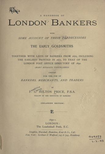 A handbook of London bankers