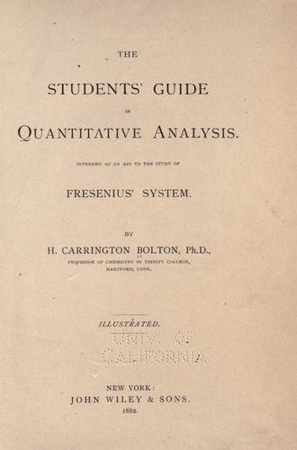 The students' guide in quantitative analysis