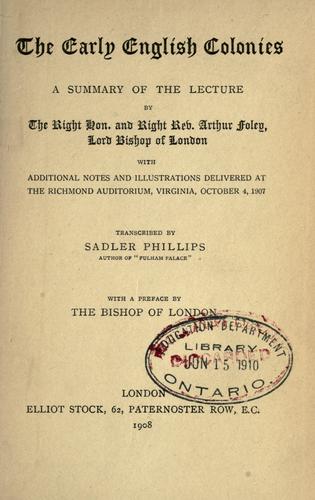 The early English colonies
