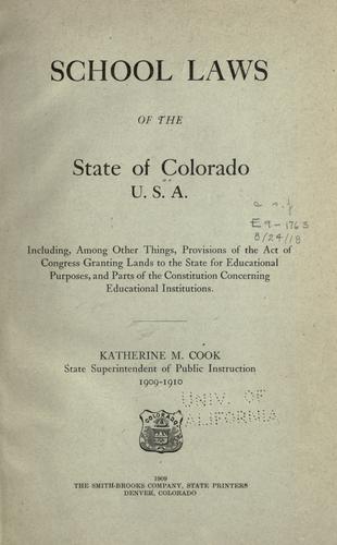 School laws of the state of Colorado, U.S.A