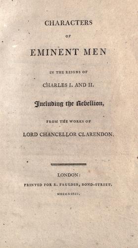Characters of eminent men in the reigns of Charles I and II