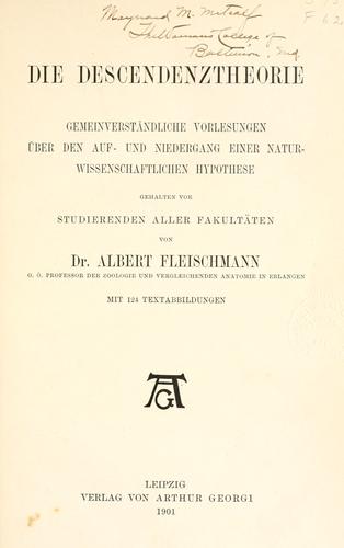 Die Descendenztheorie