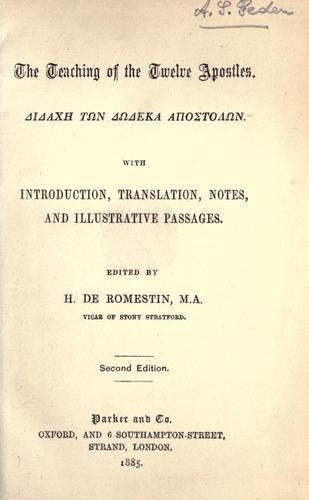 The teaching of the twelve apostles