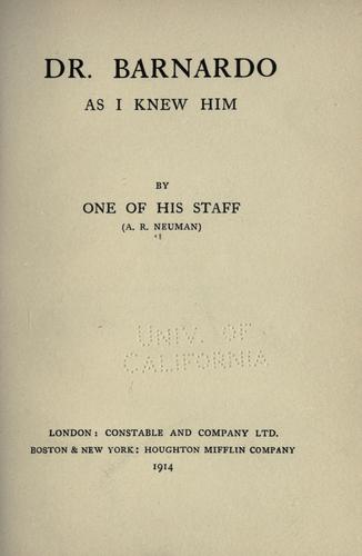 Dr. Barnardo as I knew him